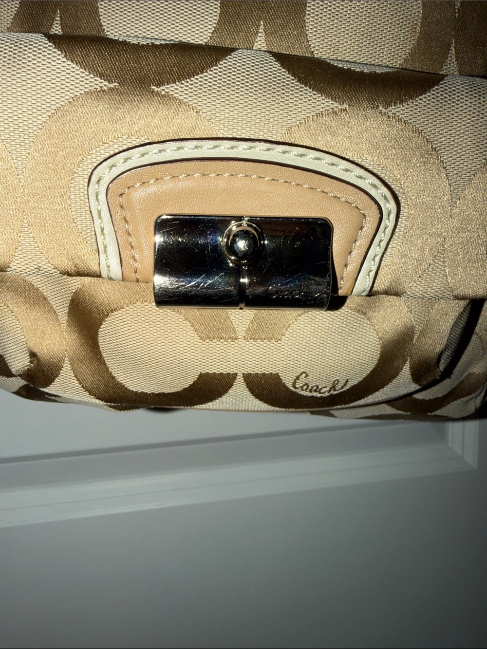 Coach Beige Signature Canvas Hobo with Leather Trim - Picture 2 of 12